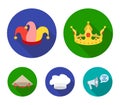 Crown, jester`s cap, cook, cone. Hats set collection icons in flat style vector symbol stock illustration web.