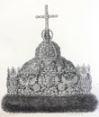 The crown on the King Jonh Alexandrovich in the vintage book the History of Arts by Gnedych P.P., 1885