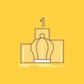 Crown, king, leadership, monarchy, royal Flat Line Filled Icon. Beautiful Logo button over yellow background for UI and UX,