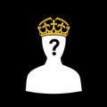 Crown of king and and person with question mark Royalty Free Stock Photo