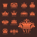 Crown king vintage premium golden badge heraldic ornament luxury kingdomsign vector illustration.