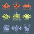 Crown king vintage premium golden badge heraldic ornament luxury kingdomsign vector illustration.