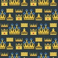 Crown king vintage premium seamless pattern background