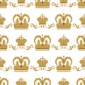 Crown king vintage premium seamless pattern background heraldic ornament luxury kingdomsign vector illustration.