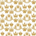 Crown king vintage premium seamless pattern background heraldic ornament luxury kingdom sign vector illustration.