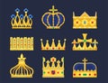 Crown king vintage premium white badge heraldic ornament luxury kingdom sign vector illustration.