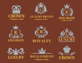 Crown king vintage premium white badge heraldic ornament luxury