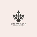 Crown leaf minimal line logo. Premium Vector