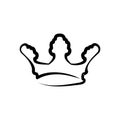 Crown line icon. King or royal crown line art icon for apps and websites. Design element. Vector.