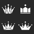 Crown logo mockup set royal symbol of king or queen, clip art object black and white minimal style tiara