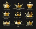 Crown logo set Royalty Free Stock Photo