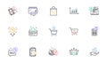 Crown, Online market and Discounts bubble line icons for website, printing. For design. Vector