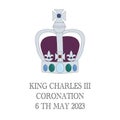 Crown for poster or greeting card, coronation of Prince Charles of Wales becomes King of England