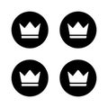 Crown, premium icon vector in black circle. VIP sign symbol