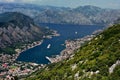 Cruise ships at tender in Kotor Bay Royalty Free Stock Photo