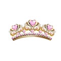 Crown of a princess with pearls and pink gemstones