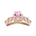 Crown of a princess with pearls and pink gemstones