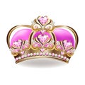 Crown of a princess with pearls and pink gemstones