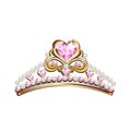 Crown of a princess with pearls and pink gemstones