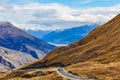 Crown Range Road near Queenstown in Southern Lakes, New Zealand