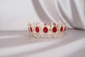 Crown with red gemstones, ruby, garnet