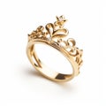 Whimsical Fairy Tale Inspired Yellow Gold Tiara Ring With Diamond