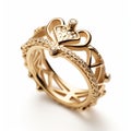 Delicate Crown Ring With Hearts And Diamonds