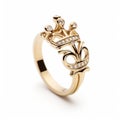 Crown Gold Diamond Ring - Exquisite Craftsmanship With Rococo Inspiration Royalty Free Stock Photo