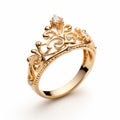 Conceptual Elegance: 15k Gold Tiara Ring With Diamond Centerpiece