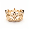 Crown Ring With 8k Diamonds In 18k Yellow Gold Royalty Free Stock Photo