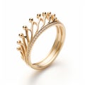 Elegant Crown Ring In Yellow Gold With Diamonds
