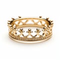 Highly Detailed Gold Ring With Diamonds And Crown Design