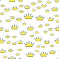 Crown seamless pattern on white background. Paper print design. Abstract retro vector illustration. Trendy textile, fabric,