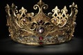 Crown set in gold and jewels, photographed in white isolation