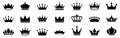 Crown set icons, collection different crown sign, silhouette crown symbol Royalty Free Stock Photo