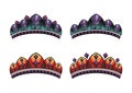 Crown set Vector king, queen, prince, princess