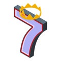 Crown seven icon, isometric style