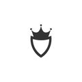 Crown on shield icon isolated on white. Royal, protection, noble sign. Winner award Royalty Free Stock Photo