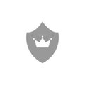 Crown on shield icon isolated on white. Royal, protection, noble sign Royalty Free Stock Photo