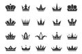 Crown silhouette. King and queen icons. Royal princess imperial heraldic elements, medieval prince emperor emblems Royalty Free Stock Photo