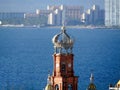 The crown on the spire of Our Lady of Gaudelupe Cathedral in Puerto Vallarta. Royalty Free Stock Photo