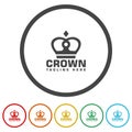 Crown star company logo. Set icons in color circle buttons Royalty Free Stock Photo