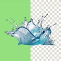 Realistic water splash isolated wave-style on a transparent background