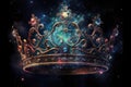 Crown With Swirling Galaxy Design, Evoking Cosmic Royalty. Generative AI