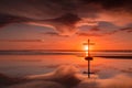 Crown & Sword Sunset Cross Royalty Free Stock Photo