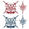 Crown and swords crests collection Royalty Free Stock Photo