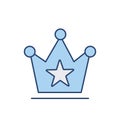 Crown thin line icon. Color blue