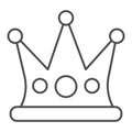 Crown thin line icon. Party decoration diadem. Festive Event and Show vector design concept, outline style pictogram on