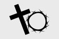 Crown of thorns and the cross symbol vector illustration. Crown of thorns at Easter. Cross sign