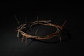 Crown of thorns on dark background. Easter attribute Royalty Free Stock Photo